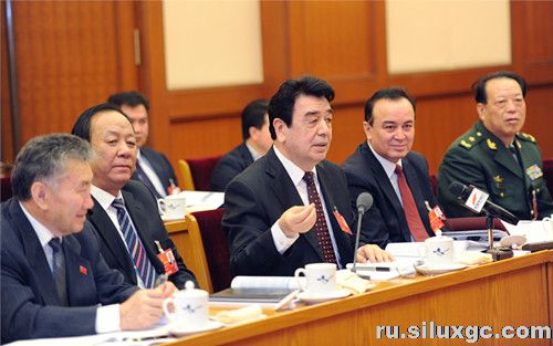 Представители Синьцзянской делегации рассматривают проект “13-го пятилетнего плана”