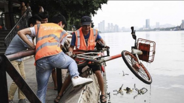 Богатый улов: китайцы вытащили 3000 велосипедов из водоемов