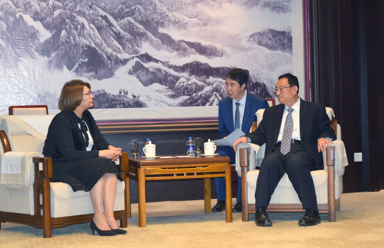 Вице-премьер-министр Алтынай Омурбекова встретилась с членом Политбюро ЦК КПК Ван Чэнем