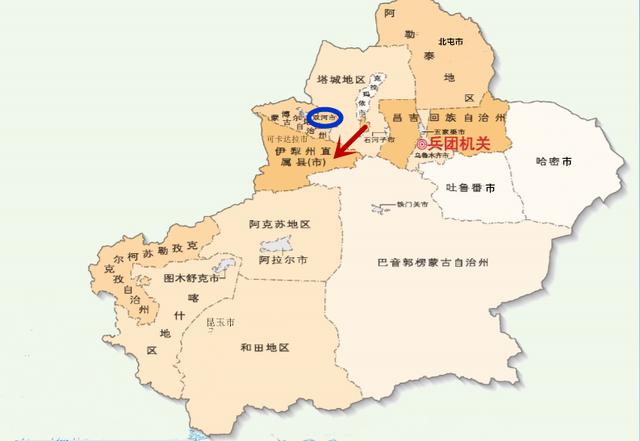 Город Шуанхэ при СПСК находится на границе между Китаем и Казахстаном.